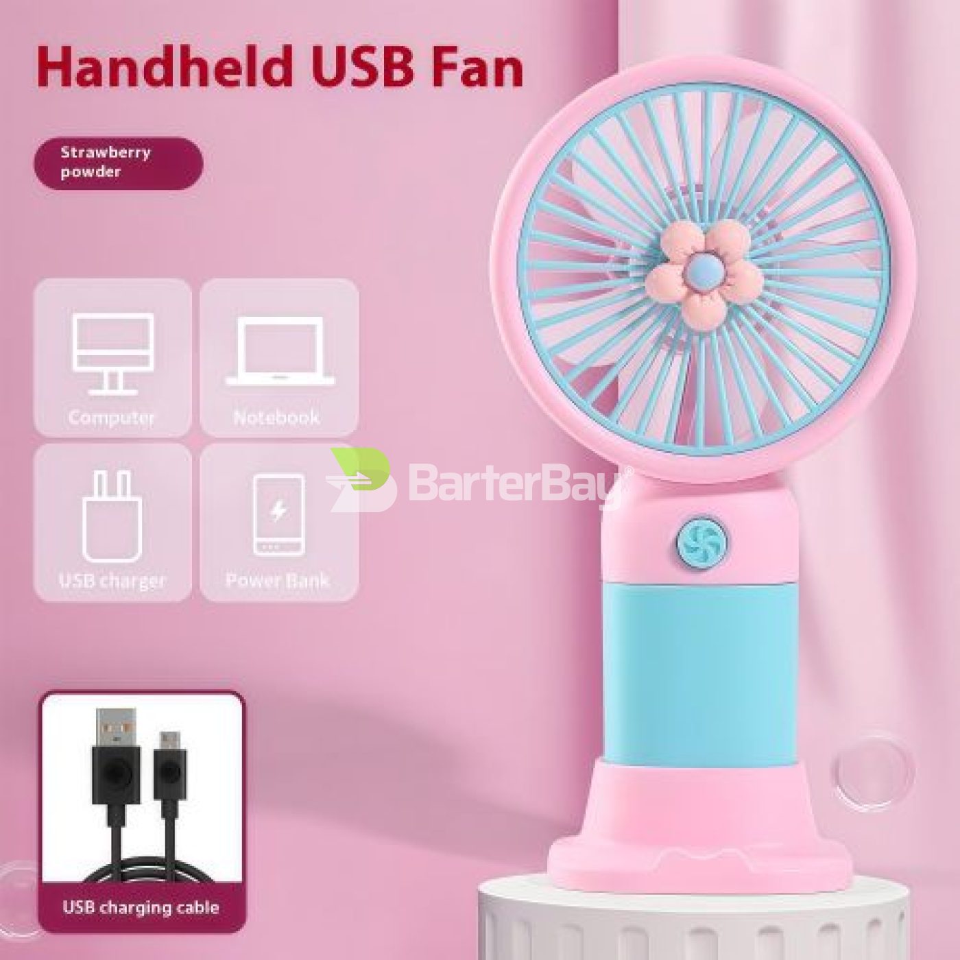 Portable USB Handheld Fan with Base